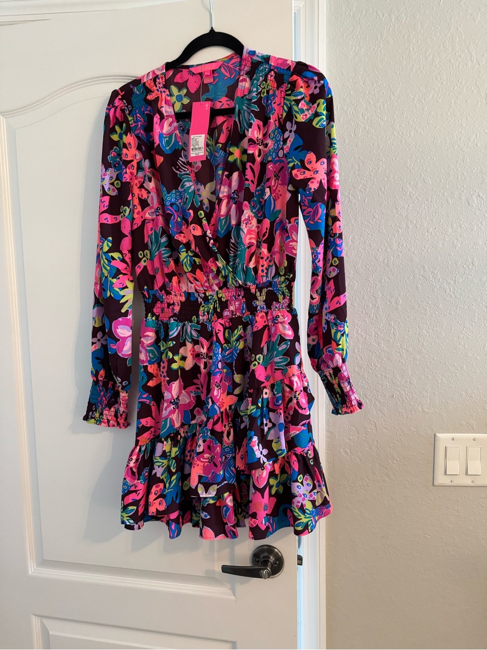Lilly Pulitzer Pink Multi Floral Long-Sleeve Ruffle Dress